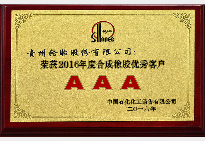2016年度合成橡膠優秀客戶（2016）
