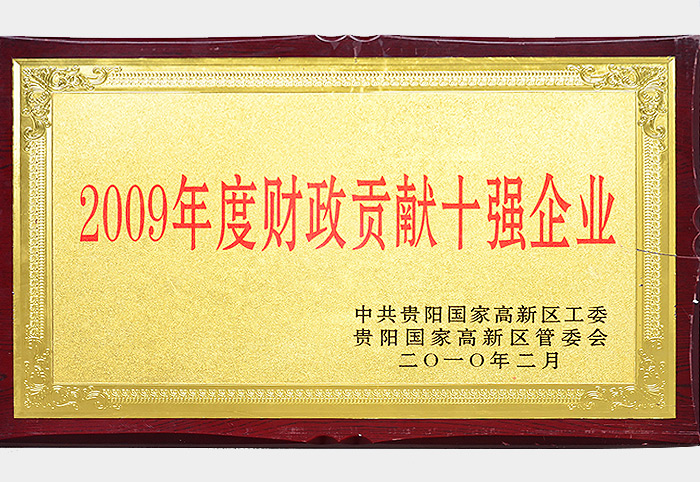 2009年度財政貢獻十強企業（2010.2）